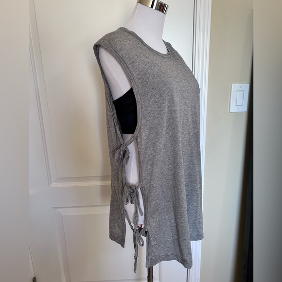 HELMUT LANG Sleeveless Gray Top with open sides w/ties Small (oversized style) - Picture 2 of 10